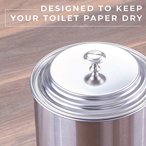 JS Jackson Supplies Free Standing Extra Large Toilet Paper Holder - Stainless Steel - color: Stainless Steel