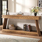 Tribesigns 70.9 Inch Long Console Table for Entryway, 2-Tier Farmhouse Entryway Table with Storage, Narrow Sofa Table Behind the Couch, Wood Accent Table for Hallway, Living Room, Foyer, Rustic Brown - color: Rustic Brown