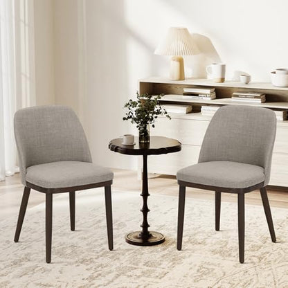 COLAMY Upholstered Dining Chairs Set of 2, Modern Kitchen Chairs with Back, Fabric Side Dining Room Chairs with Wood Legs for Kitchen Dining Room Restaurant, Camel - color: Camel, size: Set of 2
