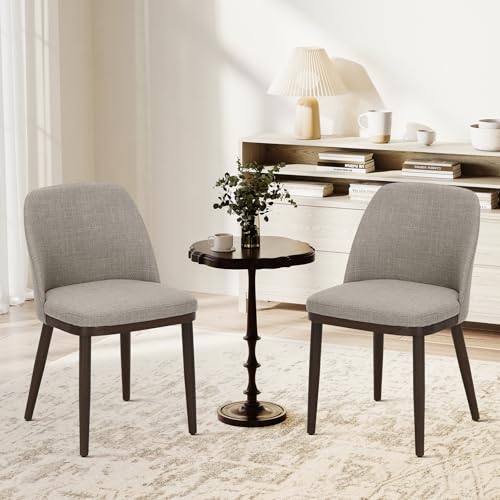 COLAMY Upholstered Dining Chairs Set of 4, Modern Kitchen Chairs with Back, Fabric Side Dining Room Chairs with Wood Legs for Kitchen Dining Room Restaurant, Camel - color: Camel, size: Set of 4