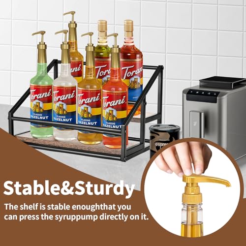 YQBRAO 2-Tier Coffee Syrup Organizer - 8 Bottle Rack for Coffee Bar, Kitchen Station - Stand and Holder for Syrup, Wine, Dressing - size: 2 Tier 8 Bottle Syrup Rack - 1 Pack