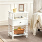 AWASEN White Nightstand, Bed Side Table Bedroom with Drawer, 3-Tier Small Night Stand End Table with Storage for Small Spaces &Solid Wood Spindle Legs, White - color: White