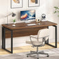 EXCEFUR Home Office Desk, Modern Computer Desk for Workstation, Wood Metal Executive PC Laptop Study Writing Table for Living Room, 53 Inch, Rustic Walnut - color: Walnut