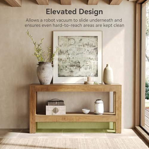 LITTLE TREE 63-Inch Long Console Table for Living Room, Farmhouse Wood Entryway Table for Sofa, Entry, Hallway, Entrance, Foyer, Behind Couch with 2-Tier Narrow Shelf, Oak - color: Oak