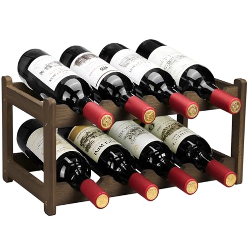 Wine Rack 8 Bottle 2-Tier Eco-Friendly Bamboo Wine Storage Easy-Assembly Space-Saving for Wine Lovers,Kitchen Wine Organizer for Countertop,Pantry, Home,Room Decor,Bar - color: 2 Tier Moca