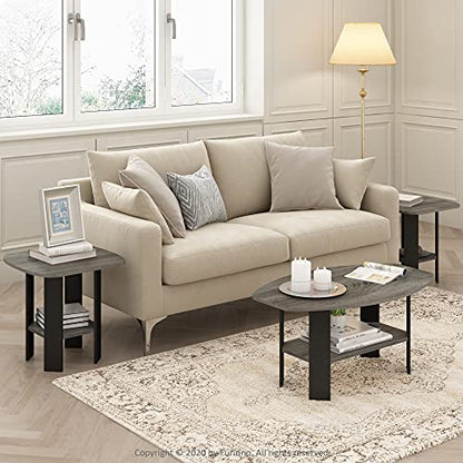 Furinno SIMPLE DESIGN Side Table Set of 2, 2-Tier Modern End Table with Soft Edges, Open Shelves Night Stand, Bedside Table, for Living Room, Bedroom, French Oak - color: French Oak/Black, size: 2-Pack, 2 Tiers, Standard Leg