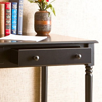 SEI Furniture - Writing 2-drawer Desk- Satin Black - Transitional Design, Black Finish - Ideal for Home Office, Bedroom (HO8801) - color: Satin Black