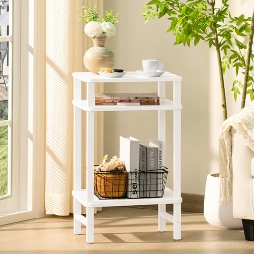 YUFAM Side Table End Table Tall Night Stand 3-Tier 2 Pack for Living Room Bedroom Bathroom Office Furniture White - color: White, size: 3 Tier