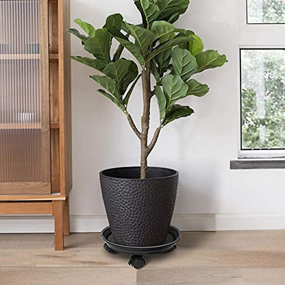 Plant Caddy with Wheels, Rolling Plant Dolly with Casters, Black | Movable Plant Stand, Flower Pot Dolly Holder, Planter Pot Mover, Indoor Outdoor Use, 2 Wheels with Lock, Fit Most Pots - color: Black