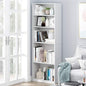 Furinno Jaya 5-Tier Book Shelf with Adjustable Shelves, White Bookshelf, Bookcase, 9.5 x 24.5 x 71.2, for Living Room, Bedroom, Home Office, Plain White - color: White, size: 5-Tier (New)