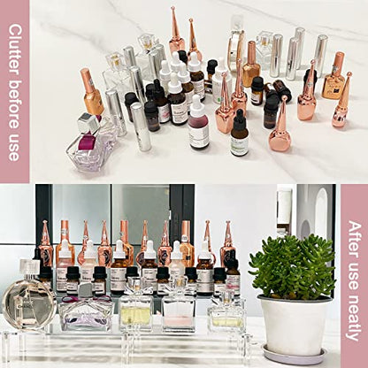 AZEAM 15 3/4 Inch Acrylic Riser Display Shelf,3 Tier Display Riser for Figures Display Stand Large Risers for Display Cupcake Perfume Organizer Cologne Makeup Collection Countertop Desktop Tabletop