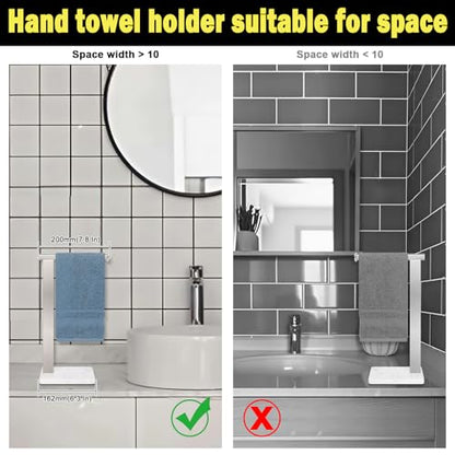 Stainless Steel L-Shaped Hand Towel Holder, SUS304 Bathroom Towel Rack with Thickened Base for Countertop Vanity (Brush Nickel, Square Base) - color: Brush Nickel