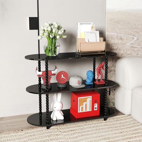 3 Tier Black Console Table 39.4″x14″x29″ - Small Narrow Side Tables for Sofa & Entryway & Hallway
