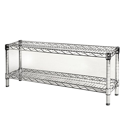 Shelving Inc. 8" d x 36" w Chrome Wire Shelving with 2 Tier Shelves, Weight Capacity 800lbs Per Shelf - size: 8" d x 36" w x 14" h