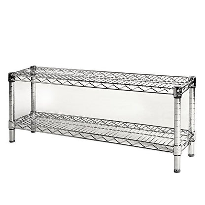 Shelving Inc. 8" d x 36" w Chrome Wire Shelving with 2 Tier Shelves, Weight Capacity 800lbs Per Shelf - size: 8" d x 36" w x 14" h