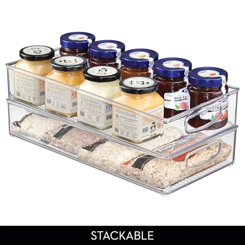 iDesign Stackable Clear Plastic Extra Long Pantry Organizers and Cabinet Storage Bins for Kitchen, 2-Pack - size: 16 x 8 x 3, style: Pack of 2
