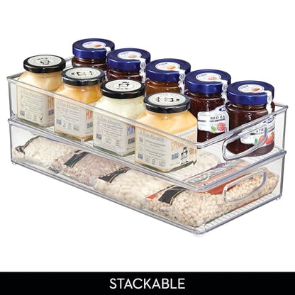 iDesign Stackable Clear Plastic Extra Long Pantry Organizers | Cabinet Storage Bins, For Kitchen - size: 16 x 8 x 3, style: Pack of 1