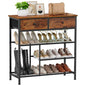 Snughome Shoe Rack for Entryway, 4 Tier Shoe Organizer with 2 Non-Woven Drawers, Shoe Storage Shelves with Sturdy Wooden Top and Metal Shelves, Shoe Stand for Closet - size: 4 Tier (29.53"H)