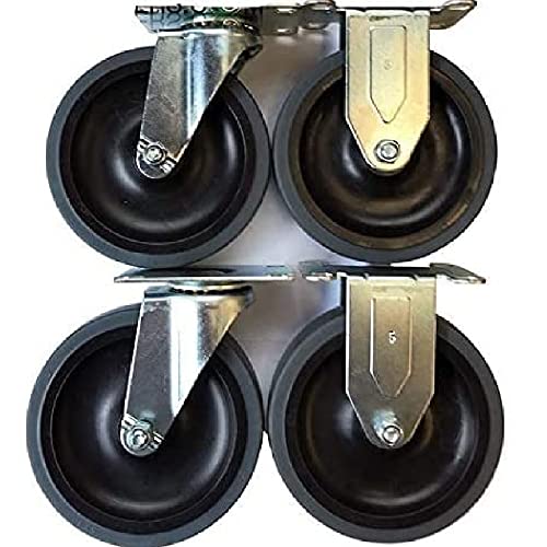 Set of 4 - Replacement Casters Compatible with Rubbermaid Commercial 4400 & 4500 Series Carts - 5" Non-Marking Wheels
