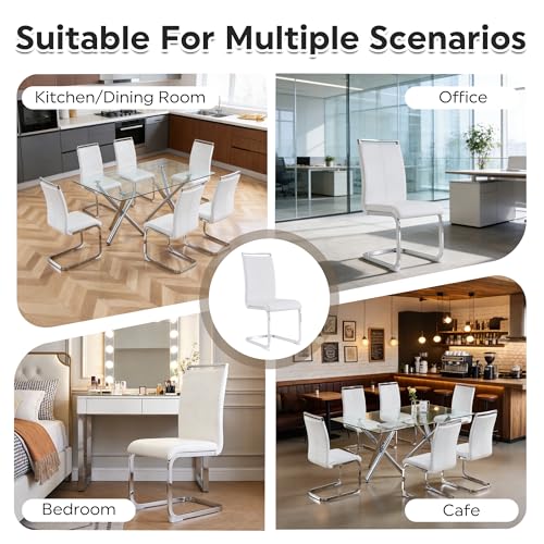 Baysitone Modern Dining Chairs Set of 2, Side & Kitchen Chairs with Faux Leather Padded Seat High Back, for Dining, Kitchen, Living Room - White - color: White, size: Set of 2