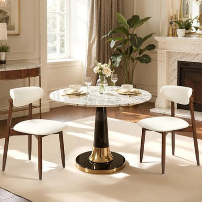 CHUN YI Dining Chairs Set of 2, Upholstered Solid Wood Dining Room Chairs, Mid Century Modern Fabric Kitchen Side Chairs with Ergonomic Curved Back, Beige - color: Beige, size: Set of 2