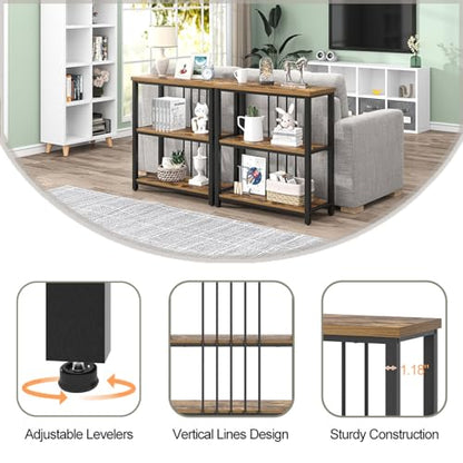 FOLUBAN 3 Tier Bookshelf, Industrial Wood and Metal Bookcase, Small Book Shelf for Home Office Bedroom Living Room, Rustic Brown - color: Brown, size: 12.6"D x 29.5"W x 32.3"H