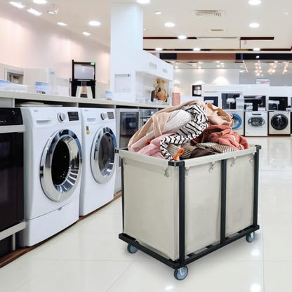 Commercial Laundry Cart with Wheels,400L Beige | 600 lbs Heavy Duty Laundry Cart,Steel Frame and Oxford Cloth Bag,Industrial Laundry Cart with Wheels,Housekeeping,Hotel - color: Beige