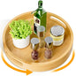 Lazy Susan Organizer Homerays 12 Inch Non-Skid Bamboo Lazy Susan for Kitchen Rotating Spice Rack with Handles, Wood Turntable for Kitchen Cabinet,Countertop (Bamboo, Medium) - size: 12" High Rim Bamboo