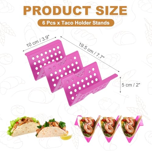 uxcell 6 Pcs Taco Holder Stands, Plastics Hollow Holder Can Hold 3 Soft/Hard Taco Street Tray Plates for Party Supplies Dishwasher and Microwave Safe, Purple - color: Purple
