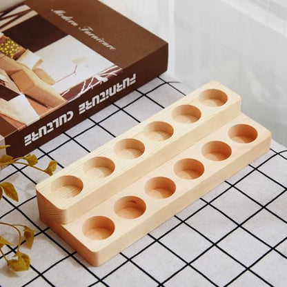 2 Pack 2-Tier Slanted Wooden Essential Oil Organizer - Perfume/Nail Polish Display Stand, Sturdy Space-Saving Countertop Rack for Small Cosmetics & Clear View - style: 2 Layers