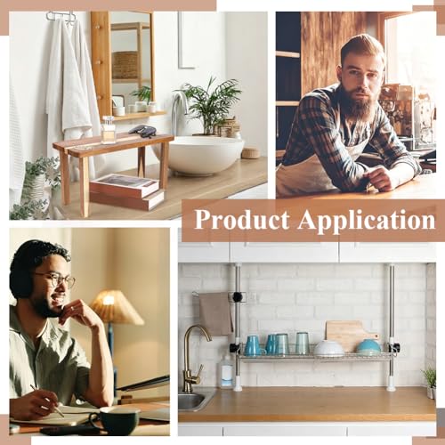 ORIGACH 2 Pcs Wooden Desktop Organizer Shelf - 15x6.1x7.8in Mini Counter Riser, Compact Display Stand for Desk, Kitchen, Bathroom & Coffee Table