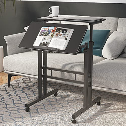 SogesHome Adjustable Laptop Desk Table 23.6inches Portable Laptop Table Computer Stand Desk Cart Tray Table, Black - color: Black-small Size, size: 23.6''