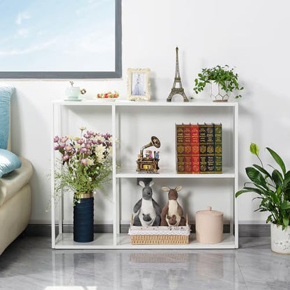 HDANI Console Table, Narrow Entryway Table, 3 Tier Metal Hallway Table, 11.8''Dx39.4''Wx31.5''H(White) - color: White, size: 11.8"D×39.4"W×31.5"H