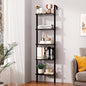 YMYNY 5 Tiers Narrow Ladder Bookcase, Industrial Wall Mounted Bookshelf, Open Display Rack with Metal Frame, Wooden Storage Shelves for Bedroom, Home Office, Living Room, Black, 70*17.3*11.8"UHBC015B - color: Black