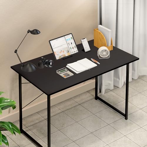 Small Space Writing Desk with Headphone Hooks, Modern Simple Design, Suitable for Study, Home Office and Living Room - color: Basic Black, size: 40 Inch