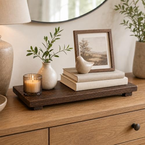 Wood Riser Pedestal Stand 12 x 7 Inch,Decorative Bathroom Counter Organizer, Farmhouse Decor Pedestal Stand Wood Riser, Display Kitchen Accessories Soap Holder for Sink, Counter,Vanity