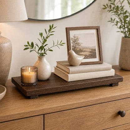 Wood Riser Pedestal Stand 12 x 7 Inch,Decorative Bathroom Counter Organizer, Farmhouse Decor Pedestal Stand Wood Riser, Display Kitchen Accessories Soap Holder for Sink, Counter,Vanity