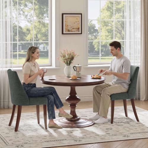 COLAMY Upholstered Dining Chairs Set of 4 with Wood Legs, Dark Grey | Mid Century Kitchen Chairs with Back, Fabric Side Dining Room Chairs for Dining Room Restaurant - color: Dark Grey, size: Set of 4