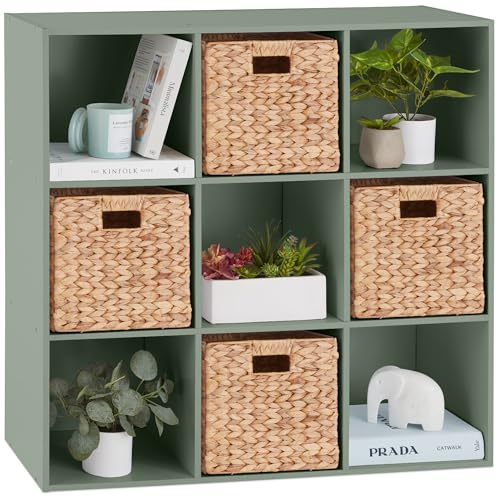 Best Choice Products Kids Bookcase 9-Cube Storage Organizer, 11in Shelf Opening, Bookshelf, Toy Storage, Customizable w/ 3 Removable Back Panels – Sage - color: Sage, size: 9-Cube, 11in Shelf Opening, No Legs