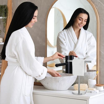 Luxury Hand Towel Holder Stand with Heavy Base, SUS 304 Stainless Steel Towel Rack, T-Shape, Freestanding Towel Stand for Bathroom Vanity or Kitchen Countertop, Waterproof Counter Organizer - color: Stainless Steel