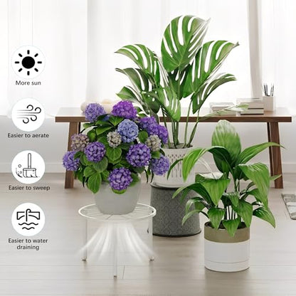5 Pack Heavy Duty Metal Plant Stand, Anti-Rust Flower Pot Holder for Indoor Outdoor Garden Patio - color: Leaf-White
