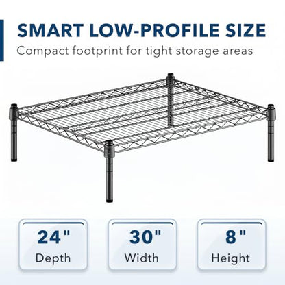 24" x 30" x 8" Black Epoxy Wire Storage Shelf, Dunnage Rack, Commercial 1 Tier Small Shelf - color: Black, size: 24"D x 30"W x 8"H