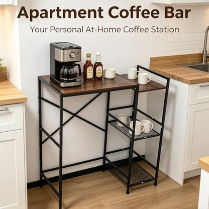 Mini Fridge Stand with Storage Shelves, Heavy Duty Metal Mini Fridge Stand 3-Tier Fridge Cabinet Baker Rack for Microwave Coffee Maker, Dorm,Kitchen, Apartment, 33.4Wx15.7Dx37.2H, Brown