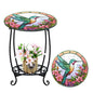 Cinnvoice Outdoor Side Table Round Small Mosaic Patio Accent Indoor End Plant Coffee Tea Table for Yard Patio Porch Garden Living Room, Bedroom(Hummingbird Style,18 Inch) - size: 18 Inch, style: Hummingbird Style