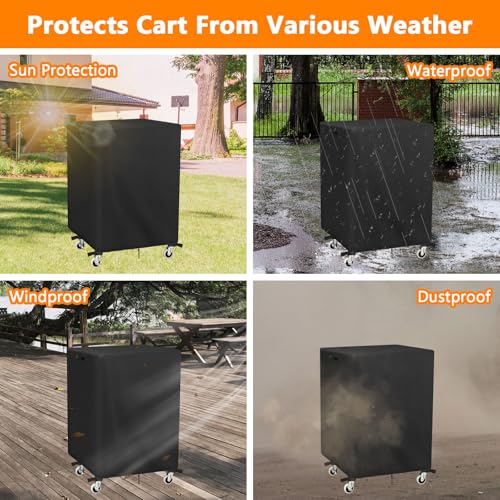 Kingling AV Cart Cover, Waterproof Rolling Media Cart Cover for Multi-Functional Media Carts/Metal Computer Presentation Stand with Wheels, Heavy Duty Protective Covers- 28"L x18"W x40"H Inch (Black) - size: 28"L x18"W x40"H(73x48x102cm)