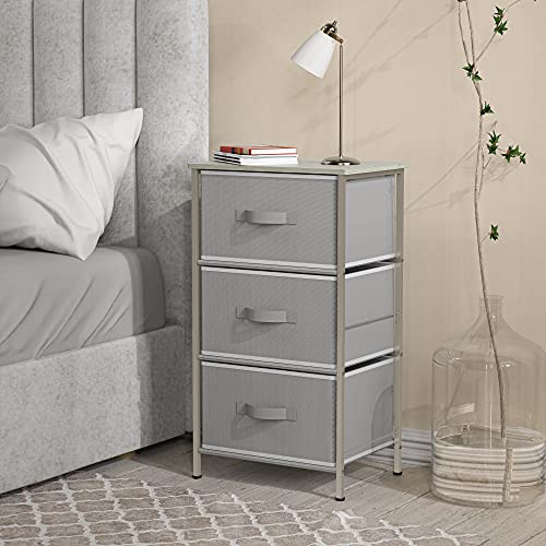 Simple Houseware 3 Drawer Nightstand Dresser with Wood Top, Grey - color: Grey, size: 3 Drawers