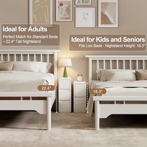 AQIMUELE Narrow Nightstand - Narrow Bedside Table with Drawers, Wood Small Nightstand with Leather Surface for Bedroom, White - 7.9" W - color: White (2 Drawers), size: 7.9"W