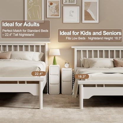 AQIMUELE Narrow Nightstand - Narrow Bedside Table with Drawers, Wood Small Nightstand with Leather Surface for Bedroom, White - 7.9" W - color: White (2 Drawers), size: 7.9"W