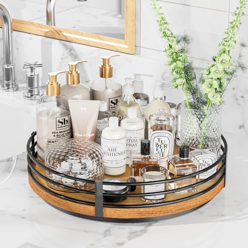 12" Lazy Susan Turntable Organizer - Oak Wood Lazy Susan for Cabinet Kitchen Countertop Dining Table Pantry Cupboard Bathroom Coffee Bar Storage Spice Rack Home Decor - size: 12 inch 1 Tier