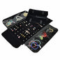 Velvet Travel Jewelry Case Roll Bag Organizer for Necklace Bracelet Earrings Ring - color: Black